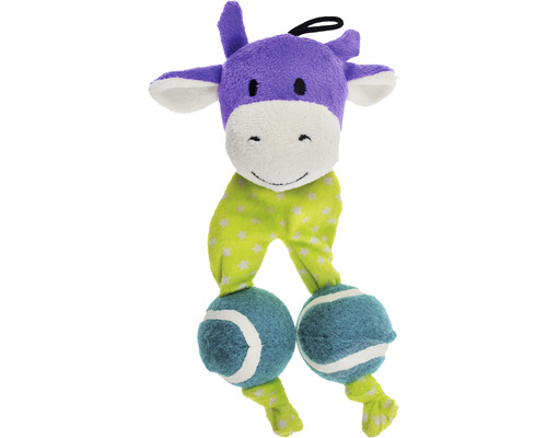 Plüschtier Kuh mit Tennisbällen für Hunde