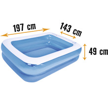 Aufstellpool Fast-Set-Pool Familypool PVC eckig 197x143x49 cm ohne Zubehör blau/weiss-thumb-1