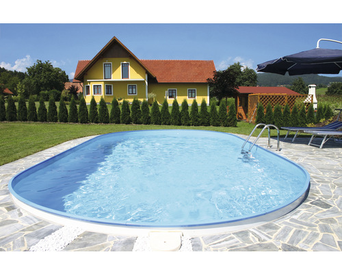 Einbaupool Stahlwandpool-Set Planet Pool Solo oval 525x320x150 cm inkl. Einbauskimmer weiss