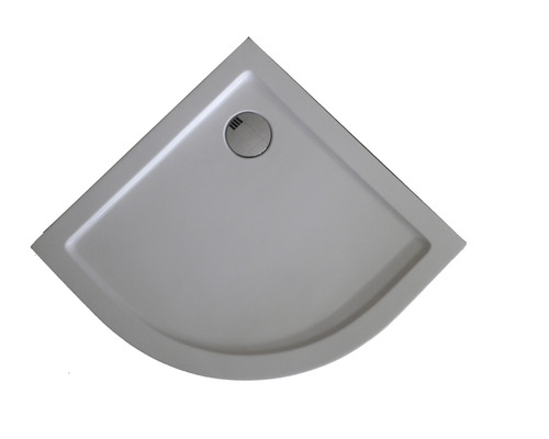 Flache Viertelkreis-Duschwanne Sanotechnik GR80 80x80x5,5 cm weiß Eck-Duschwanne mit rundem Ablauf