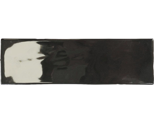 Steingut Wandfliese Borgo 6,5x20,0 cm schwarz glänzend