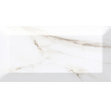 Steingut Wandfliese Metro Carrara 10x20 cm weiß glänzend