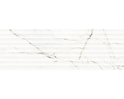 Steingut Dekorfliese Torano 33,3x100,0 cm weiß glänzend rektifiziert