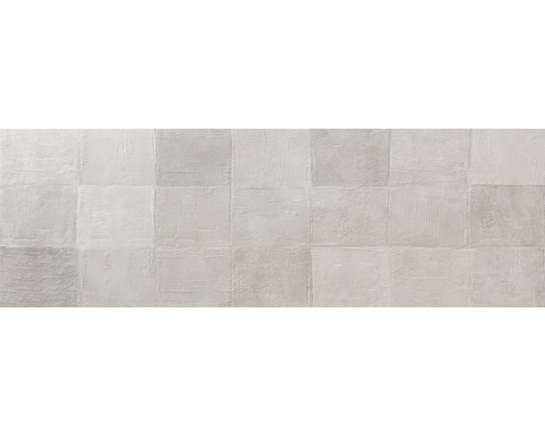 Steingut Dekorfliese Oyster Grey 33,3x100 cm grau matt rektifiziert Quadratische, matte Wandfliese mit Strukturmuster