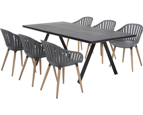 Dining-Set Garden Place Emmi 6 -Sitzer bestehend aus: 6 Stühle,Tisch Aluminium Kunststoff WPC Anthrazit