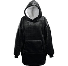 Schwarzer übergroßer Hoodie mit Kapuze und Tasche