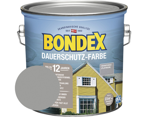 Holzfarbe-Dauerschutzfarbe Bondex granitgrau (platinium) 2,5 l