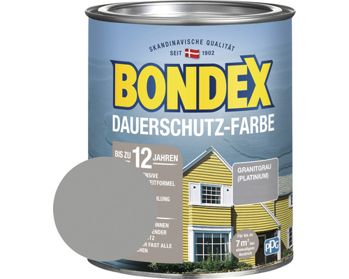 Holzfarbe-Dauerschutzfarbe Bondex granitgrau (platinium) 750 ml