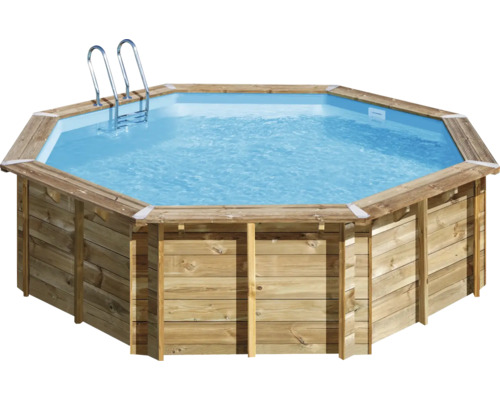 Aufstellpool Holzpool-Set Gre rund Ø 500x127 cm inkl. Sandfilteranlage, Skimmer, Leiter, Filtersand & Bodenschutzvlies Holz