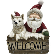 Dekorative Willkommensfigur mit Weihnachtsmann und Hund