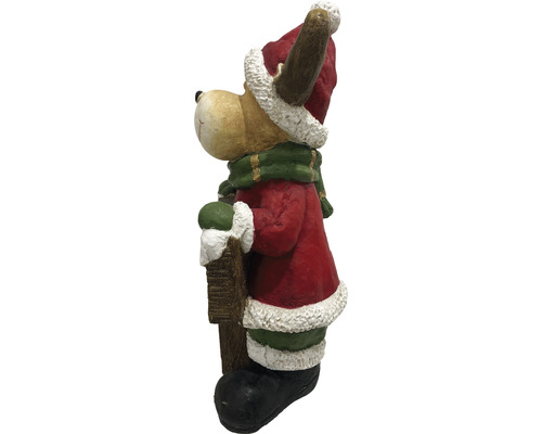 Dekofigur Rentier mit Mantel, Mütze und Geschenk
