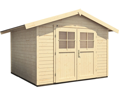 Holzgartenhaus mit Doppeltür und Fenstern