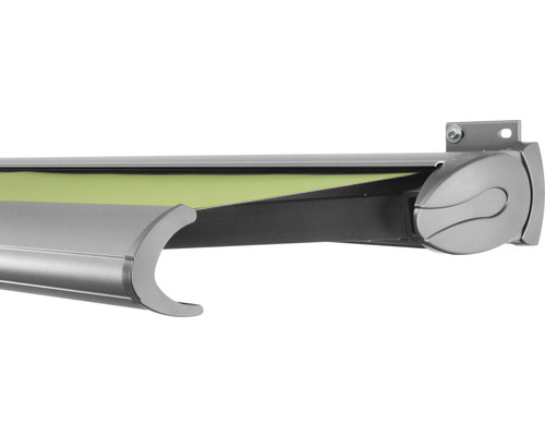 SOLUNA Kassettenmarkise Exclusiv 4,5x3 Stoff Dessin 7244 Gestell Silber E6EV1 eloxiert Antrieb rechts inkl. Motor und Wandschalter