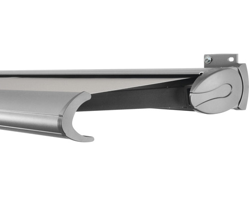 SOLUNA Kassettenmarkise Exclusiv 3x2 Stoff Dessin 320923 Gestell Silber E6EV1 eloxiert Antrieb rechts inkl. Motor und Wandschalter