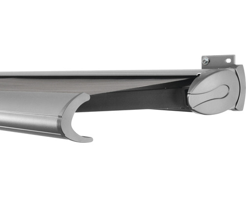 SOLUNA Kassettenmarkise Exclusiv 5,5x2 Stoff Dessin 320925 Gestell Silber E6EV1 eloxiert Antrieb rechts inkl. Motor und Wandschalter