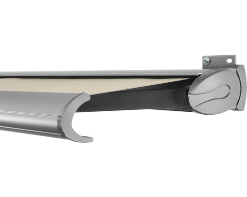 SOLUNA Kassettenmarkise Exclusiv 5x3 Stoff Dessin 320930 Gestell Silber E6EV1 eloxiert Antrieb rechts inkl. Motor und Wandschalter