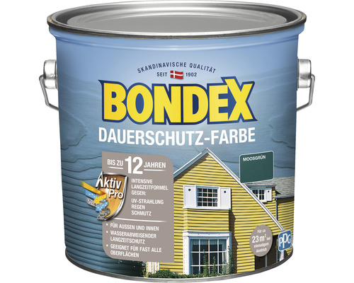 Bondex Dauerschutz-Farbe im Farbeimer, Moosgrün