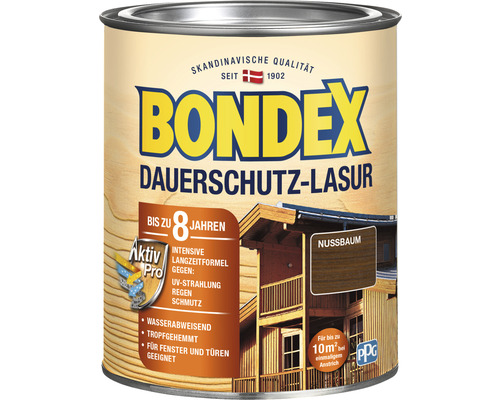 Bondex Dauerschutz-Lasur Nussbaum für Holz im Außenbereich