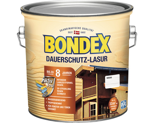 Bondex Dauerschutz-Lasur Farbtönung Weiss im Metalleimer