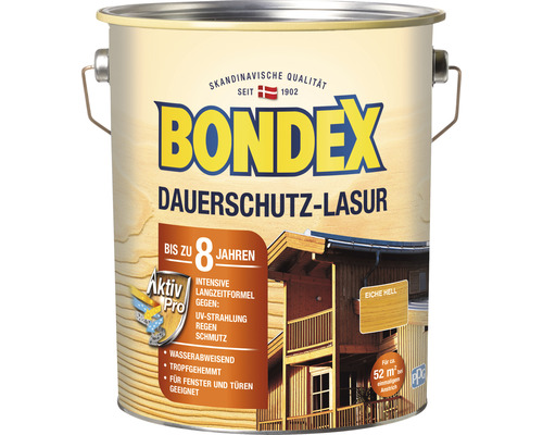 Bondex Dauerschutz-Lasur für Holz, Eiche hell, im Metalleimer