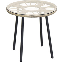 Runder Beistelltisch mit Glasplatte und Metallbeinen