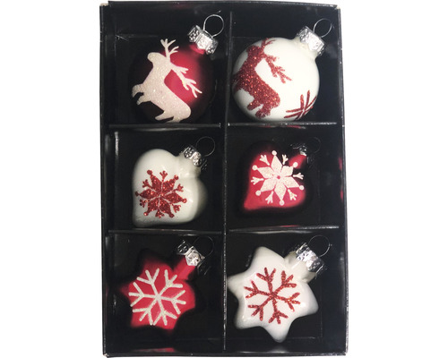 Christbaumkugeln Lafiora Glas Ø 4 cm 6-teilig rot