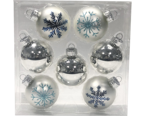 Christbaumkugeln Lafiora Glas Ø 6 cm 7-teilig blau