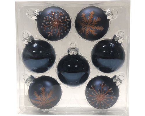 Christbaumkugeln Lafiora Glas Ø 6 cm 7-teilig blau