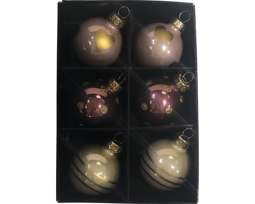 Christbaumkugeln Lafiora Glas Ø 4 cm 6-teilig pink