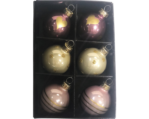 Christbaumkugeln Lafiora Glas Ø 4 cm 6-teilig rosa