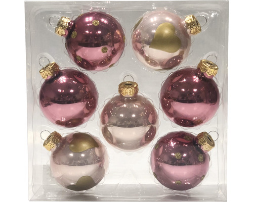 Christbaumkugeln Lafiora Glas Ø 6 cm 7-teilig pink