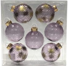Sechserpackung Glas Christbaumkugeln mit Sternenmuster