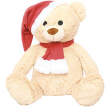 Teddybär mit Weihnachtsmütze und Schal