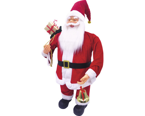 Dekorative Weihnachtsmannfigur mit Geschenkesack und Glocke