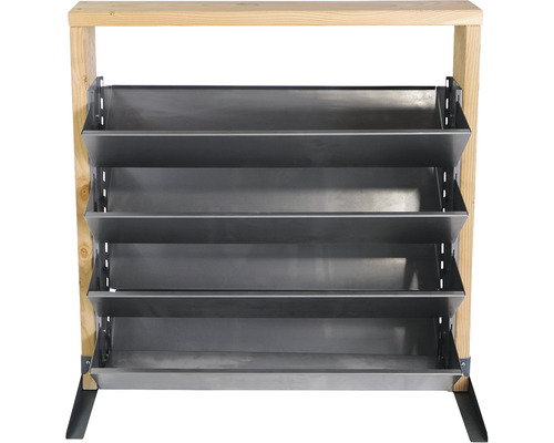 Regal mit vier Ablageflächen aus Metall und Holz