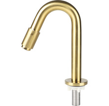 Goldene Küchenarmatur mit gebogenem Auslauf