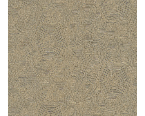Vliestapete 38698-3 3D-Ethnografik grau-gold Tapete mit geometrischem Hexagon Muster