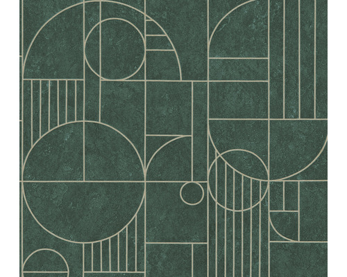 Vliestapete 38699-3 Art Deco Grafik grün Glanz Tapete mit geometrischem Muster