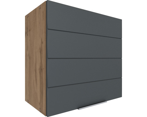 Hängeschrank Held Möbel Florenz 60x34x57 cm grau matt/eiche hell mit Drehtüre Kommode mit vier Schubladen