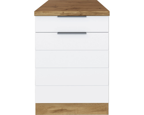 Nachttisch mit fünf Schubladen, Holz und Metall