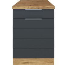 Küchenunterschrank mit Schubladen und Arbeitsplatte in Holzoptik