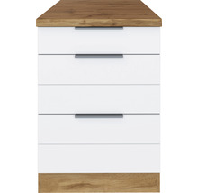 Kommode mit drei Schubladen, Holzdekor und Griffleisten