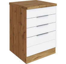 Nachttisch mit drei Schubladen in Holzoptik und Weiß