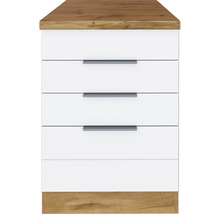 Kommode mit drei Schubladen, Holz und Metall