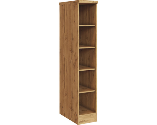 Hoher, schmaler Holzschrank mit fünf Regalböden