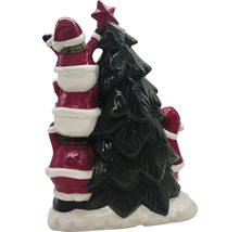Dekorative Weihnachtsplätzchendose mit Weihnachtsmann und Tannenbaum