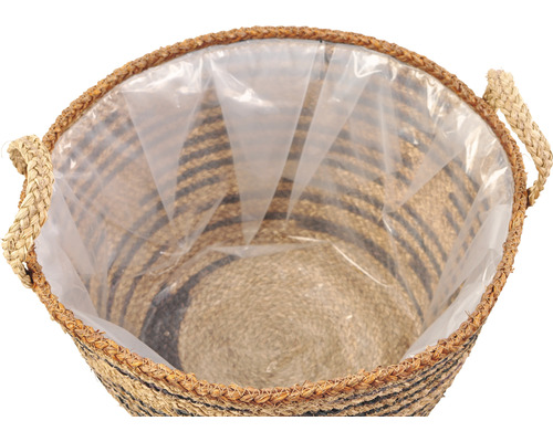 Jute Pflanzkorb mit Tragegriffen und Folie