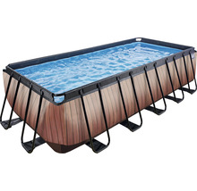 Rechteckiger Pool mit Holzoptik und Stahlrahmen