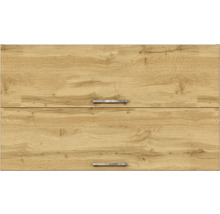 Küchenschrankfront mit Holzstruktur und Griffen