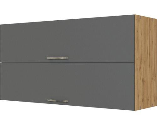 Klapphängeschrank Held Möbel Sorrento 110x34x57 cm anthrazit matt/eiche hell Grauer Hängeschrank mit zwei Türen und Griffen
